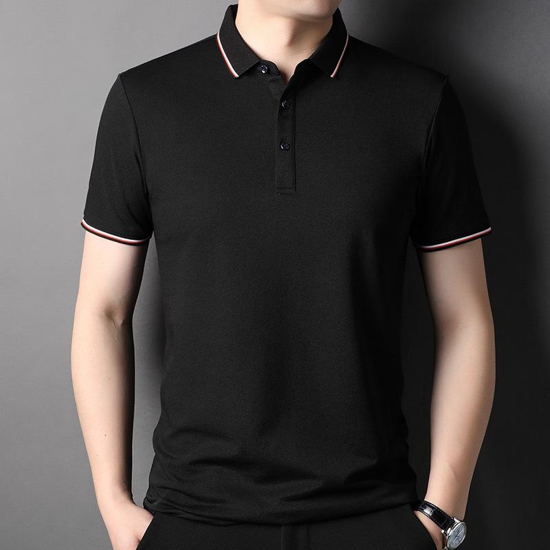 Business Casual Middle-Aged Father Summer Short Sleeve Half Sleeve Summer Thin Loose Men's T-shirt Polo Shirt Fashion