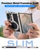 Metal Phone Case for Samsung Galaxy Z Fold 8 Aluminum Frame Bumper with 360° Rotation Magnetic Stand Minimalist Full Cover
