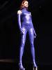 S-5Xl Unisex Sleeveless Faux Latex Catsuit Elastic Pu Leather Bodystocking Zipper Open Crotch Bodysuit Tights Leotard Conjoined