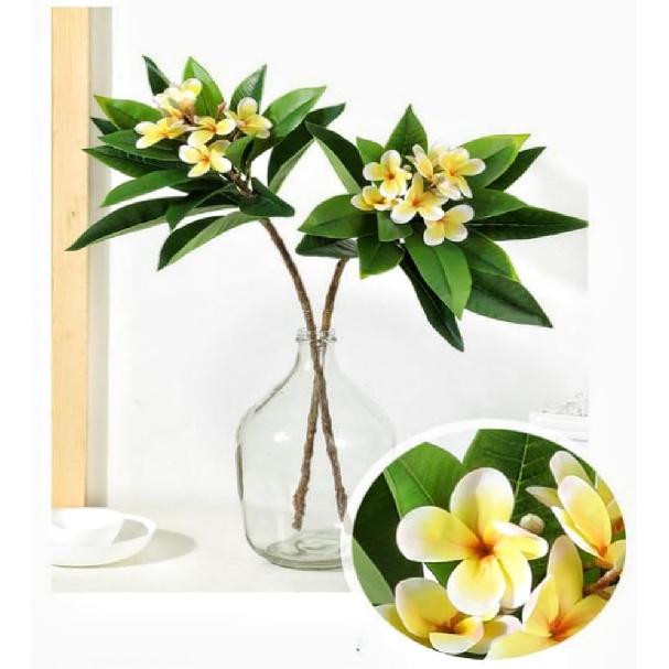 XIYUAN 35.5 Inch Artificial Flowers Artificial Frangipani Flower 2 Stems Lifelike Real Touch Artificial Plumeria Flowers for Home Party Wedding