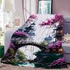 Japanese Architecture & Cherry Blossoms Flannel Blanket, Soft Warm Throw Blanket Nap Blanket For Sofa Office Bed Camping Trave