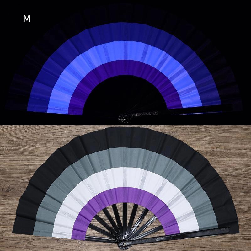 Kung Fu Fan Uv Ink Printing Fluorescent Fan Bamboo Bone Folding Fan For Festival Foldable Fan Music Festival Fan