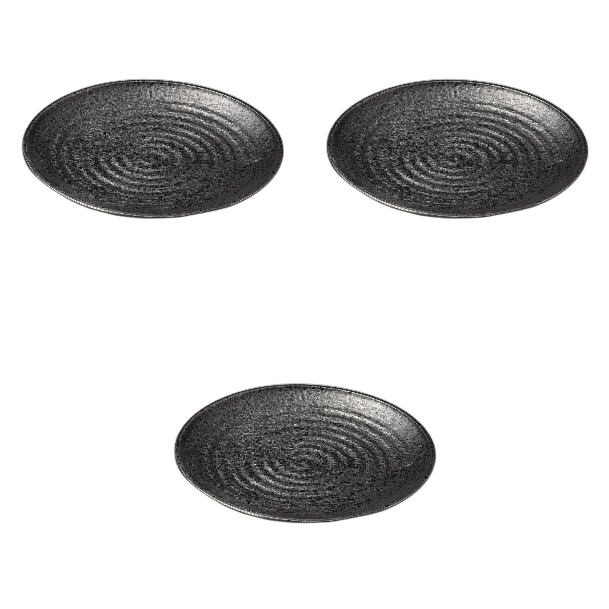 

Set of 3 Yuteki Tenmoku Round Plates x Ceramic Serving Plates Setomonohonpo 11.0 [33.6 3.2cm]