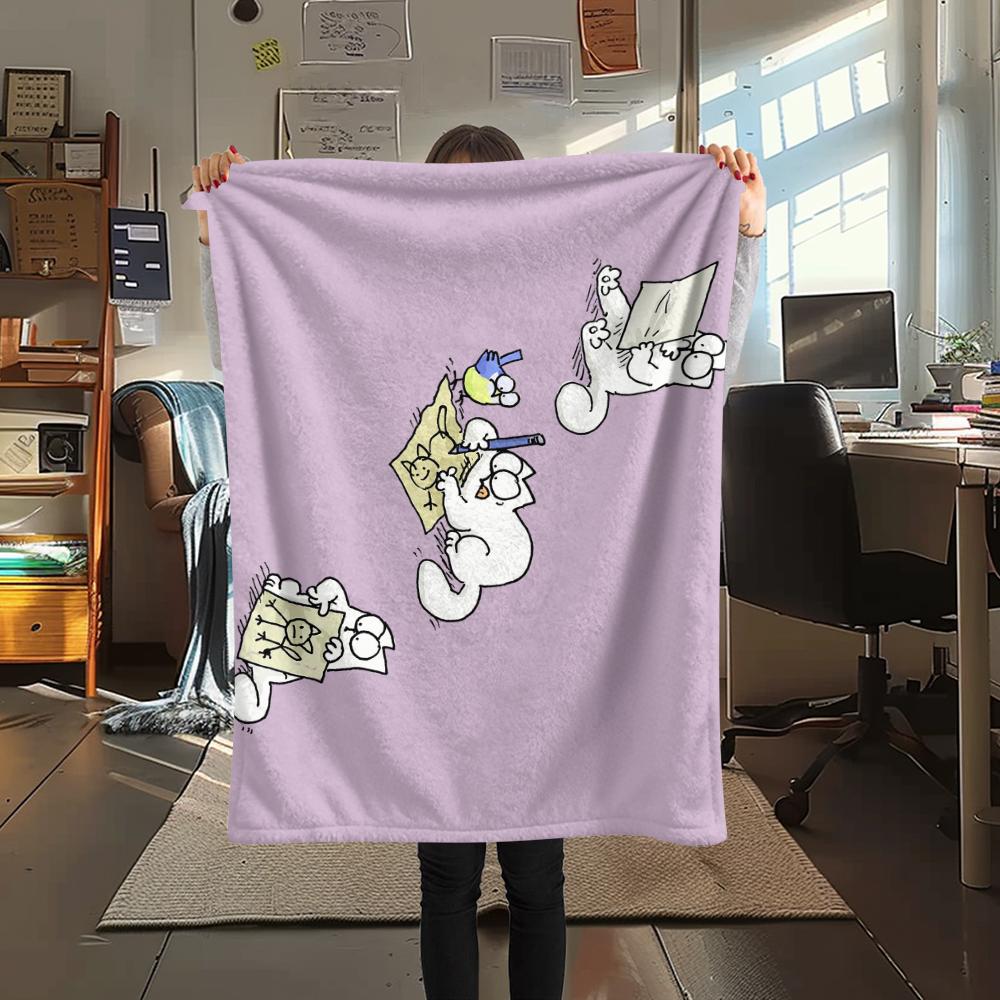 1 Pezzo Coperta in Flanella con Stampa Simon's Cat, Alta qualità Confortevole per Tutte le Stagioni, Decorazione per la Casa, Calore e Comfort, Perfetta per Regali di Natale