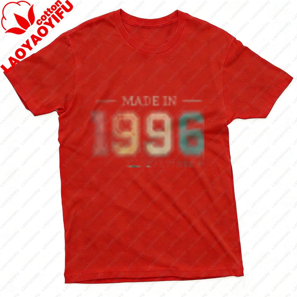1996 Vintage Year Print Unisex TShirt Cotton Retro 1996 Print T Shirt Short Sleeve Fashion Top Gift for Birthday Anniversary