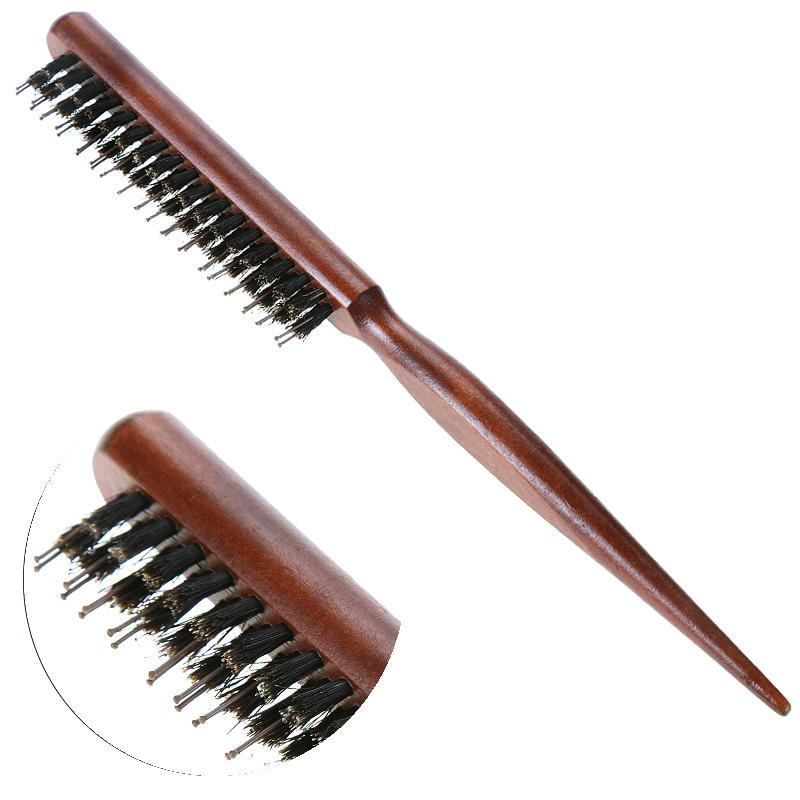 Pure Boar Bristle Hair Dress Comb Fluffy Wood Handle Hair Brush Anti Loss Wooden Barber Hair Comb Scalp Hairdresser Styling Tool
