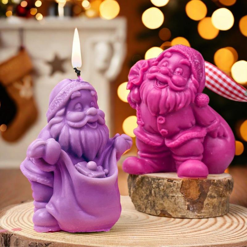 3D New Santa Claus Candle Silicone Mold Dome Tip Hat Series Santa Claus Aromatherapy Gypsum Resin Mold Christmas Decorative Gift