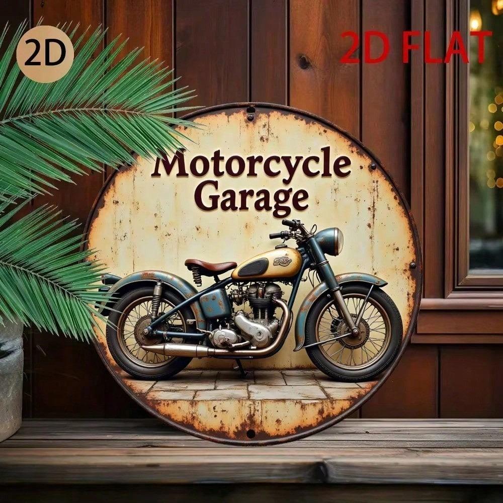 Retro Round Metal Sign Vintage Motorcycle Man Cave Garage Wall Art Aluminum Plaque Indoor Outdoor Home Decor Bar