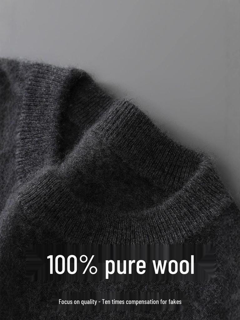 Herrtröja i enfärgad ullstickad casual