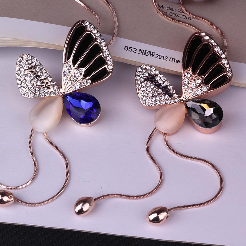 Japanese Fashion Butterfly Fringed Sweater Chain Women'S Long Autumn And Winter Clothes Accessories Necklace