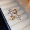 Silver needle metal pearl earrings retro personality earrings court fashion temperament new stud earrings