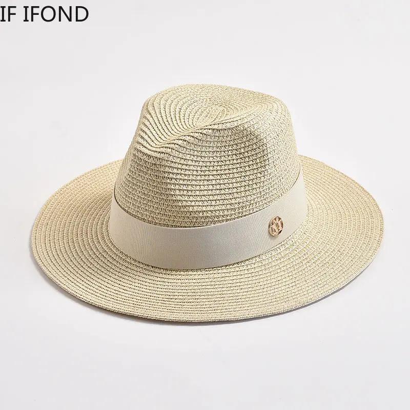 Summer Straw Hats For Women Men Panama Travel Beach Sun Hat Ribbon Decoration Elegant Luxury Jazz Hat