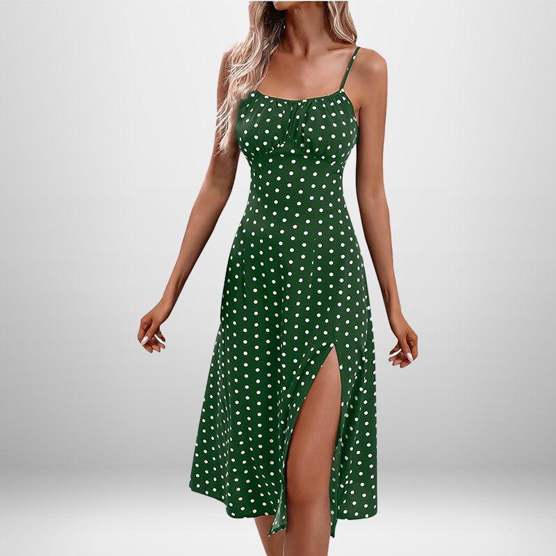2026 Spring Collection: Women's Printed Camisole Slit Long Dress - European & American Style