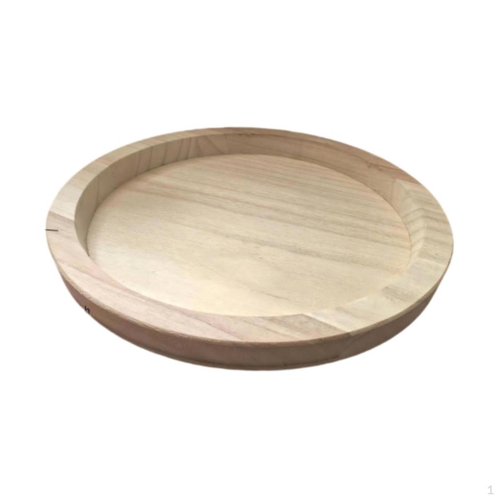 Bathroom Counter Organizer Wood Round Dinner Plate Wooden Serving Tray Platter for Food