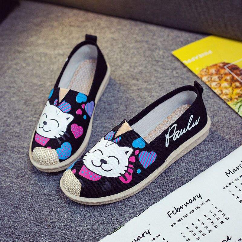 Spring cloth shoes one pedal flat-bottomed lazy fisherman breathable canvas single shoes