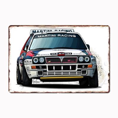 Lancia Delta Integrale HF Gruppe A Auto Metallschild Poster Garage Raum Dekoration Automobil Club Benutzerdefiniert Blech Vintage Heimdekoration