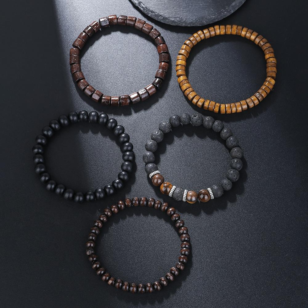 Retro Stacked Beaded Bracelet Set For Men Women Wood Stone Desinger Collection Stacking Bracelet Set Handmade Unisex Accessories