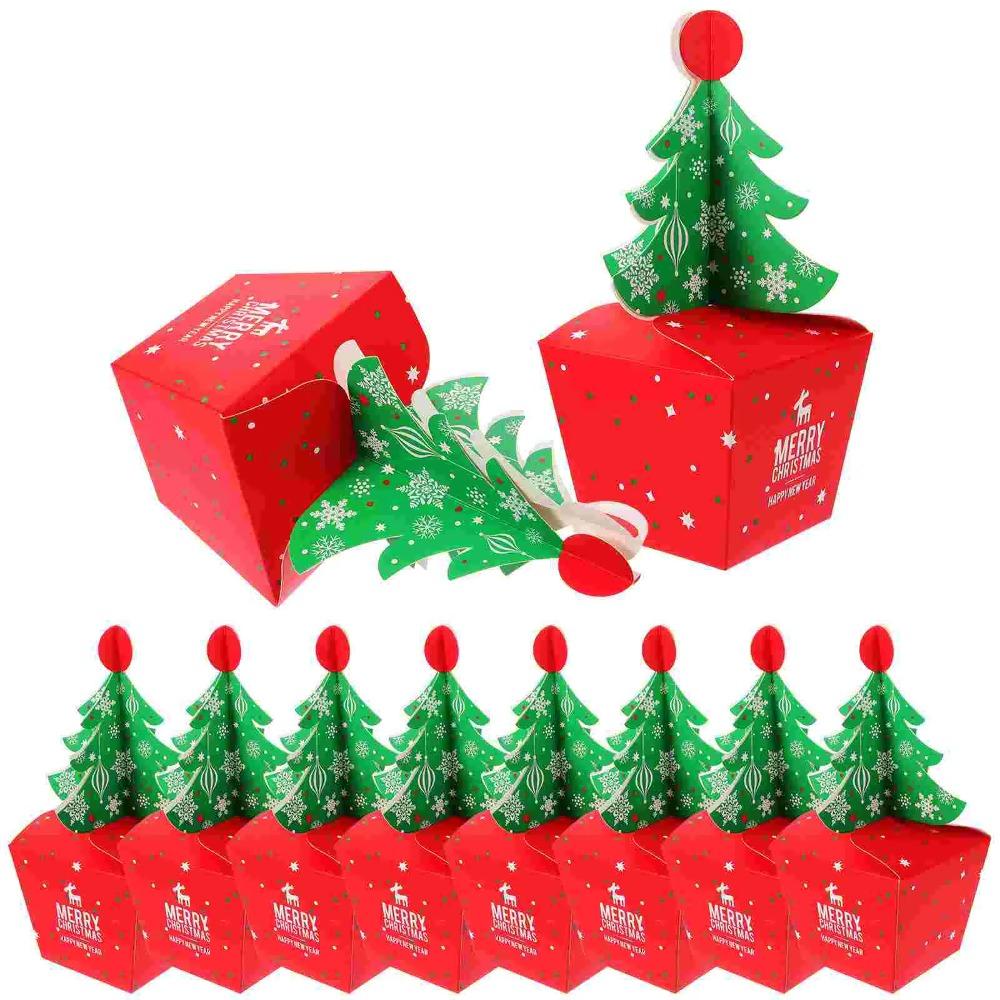 10 Pcs DIY Christmas Tree Candy Box Large Capacity Gift Packaging Box Christmas Gift Box  New Year