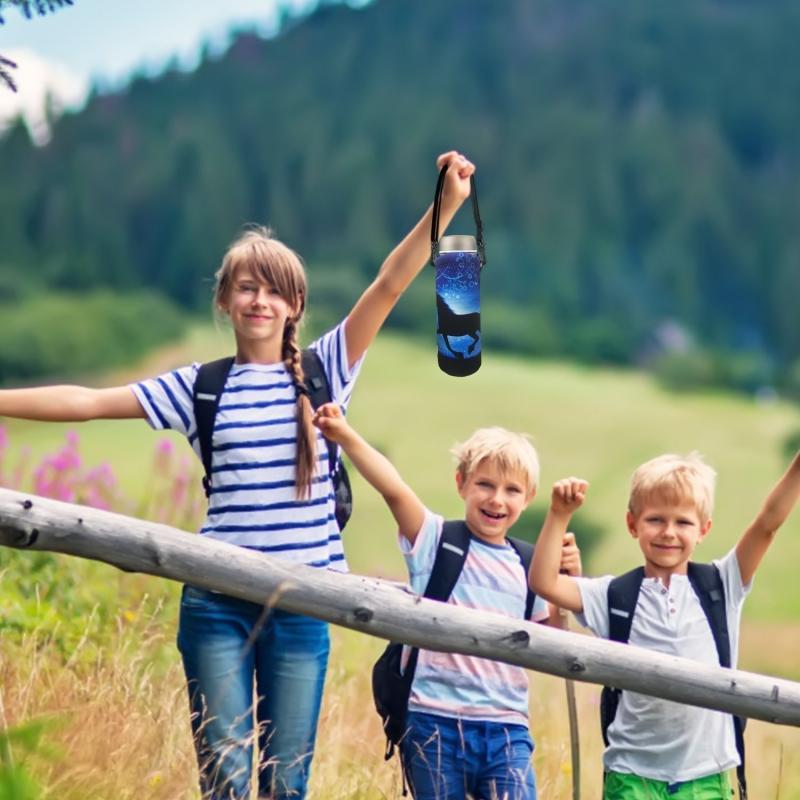 2000ML Water Bottle Cover Carryall Pouch w/Strap Neoprene Water Bottle Carrier Insulated Carryall Pouch Holder Shoulder Strap Black