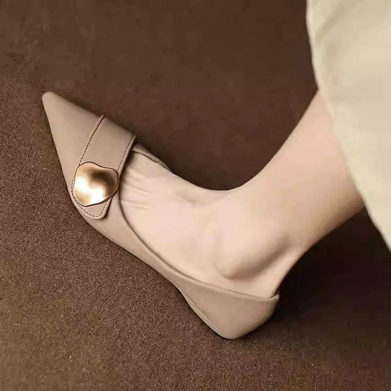 Trend Pointed Toe Einzelne Schuhe Retro Luxus Leder Lässige Loafer Mode Flache Schuhe für Damen Anti-Rutsch Bequem Damen Schuhe