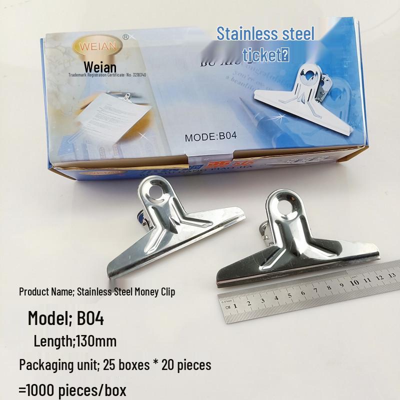 Stainless Steel Bill Clip for Office: Available In Extra Large, Large, Medium, Small Sizes for Finance, Iron Receipts, and Stationery Supplies.