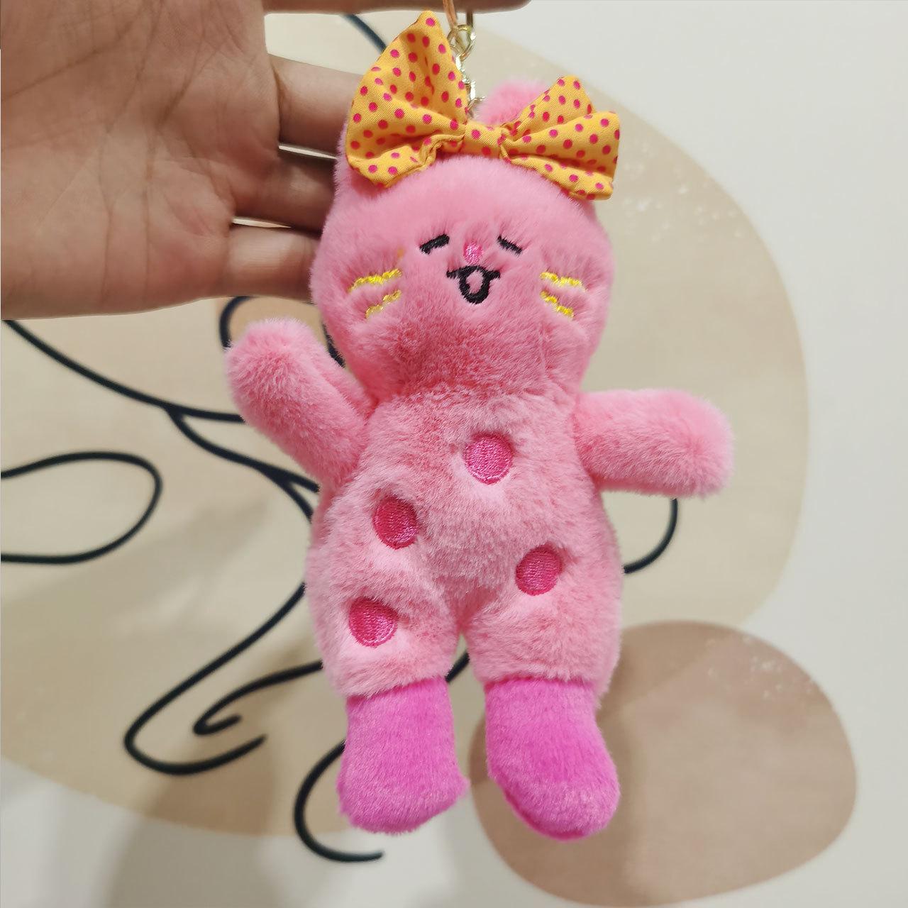 

Плюшевый брелок-котенок в горошек и подвеска для сумки 15-17 cm яркий розовый