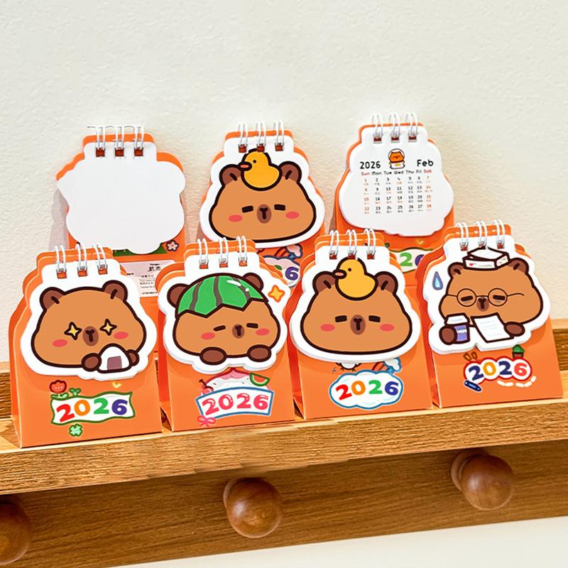 2026 Mini Capybara Desk Calendar Pocket Portable Daily  Calendar Planner Desktop Decoration Office Stationery