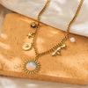Bohemian 18K Gold-Plated Stainless Steel Sun Bee Pearl Pendant Necklace for Women