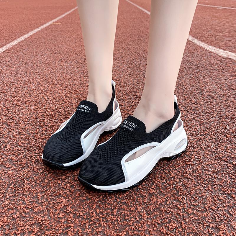 Fashion Women Sneakers Retro Mesh Lightweight Outdoor Sneakers Women Peep Toe Hollow Summer New Shoes Women Non-Slip Platform Shoes