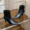 Pointed Toe High Heel Booties Women's Back Zipper 2026 Fall Winter Plus Fleece Versatile French Stiletto Fashion Boots