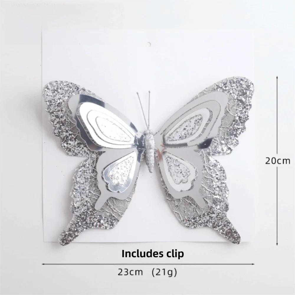 Multicolor Christmas Tree Decoration 25*21cm Gold Powder Fabric Glitter Butterfly Accessories Party Supplies Hanging Decoration