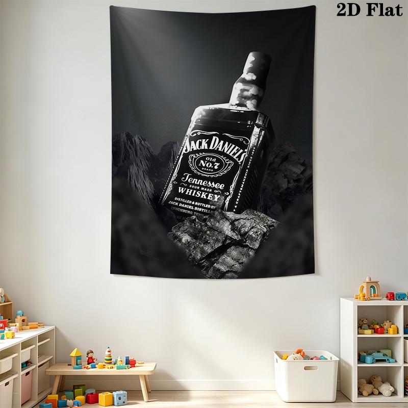 Jack Daniel'S Tennessee Whiskey Bottle Tapestry Wallmounted Background Cloth Atmospheric Background Cloth Homestay Soft Decoration Tapestry