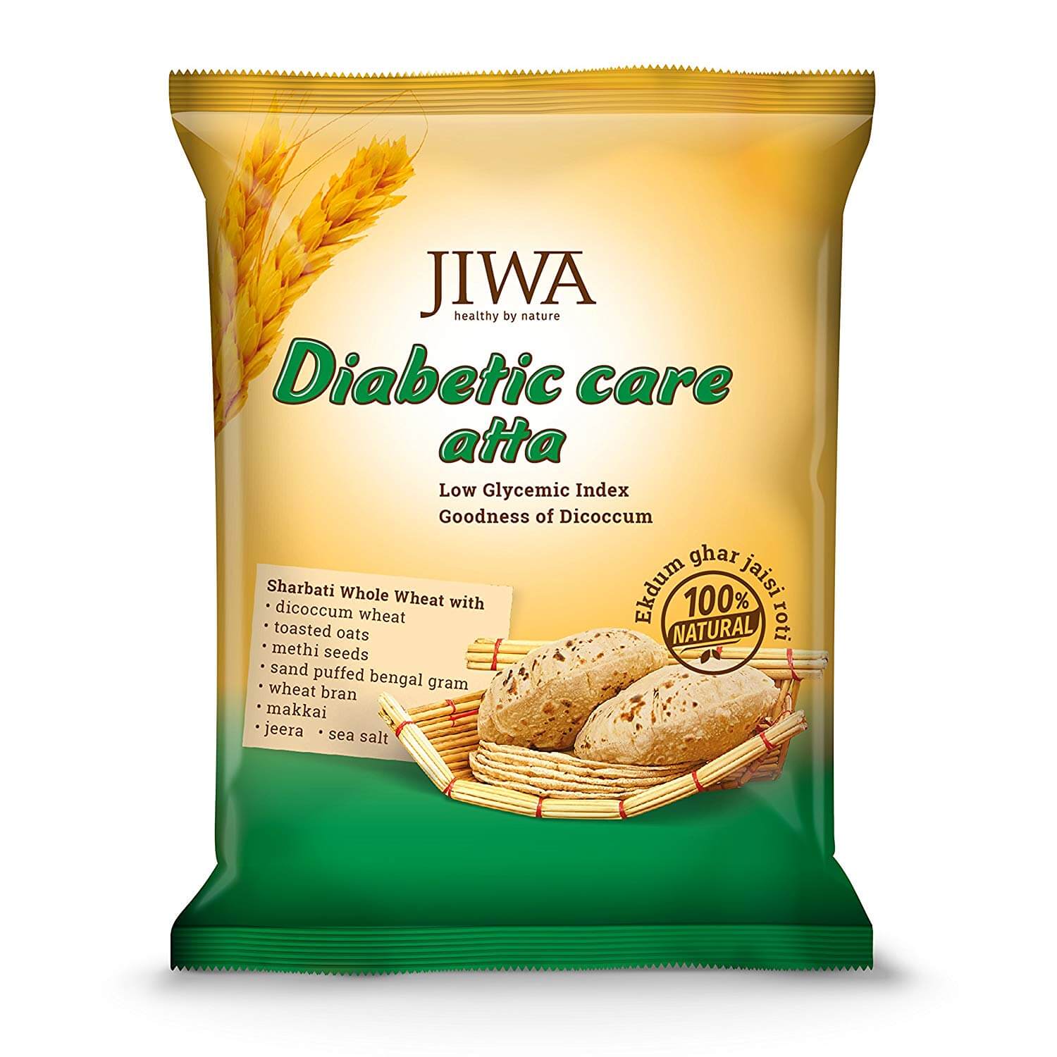 

Мука пшеничная диабетическая (1 кг), Diabetic Care Atta, Jiva Healthy by Nature