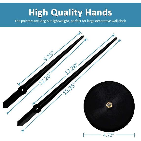 Mintime Large Wall Clock 3D Clock Hands with Clock Mechanism & Wall Sticker Wall Decorations for Livingroom House Office