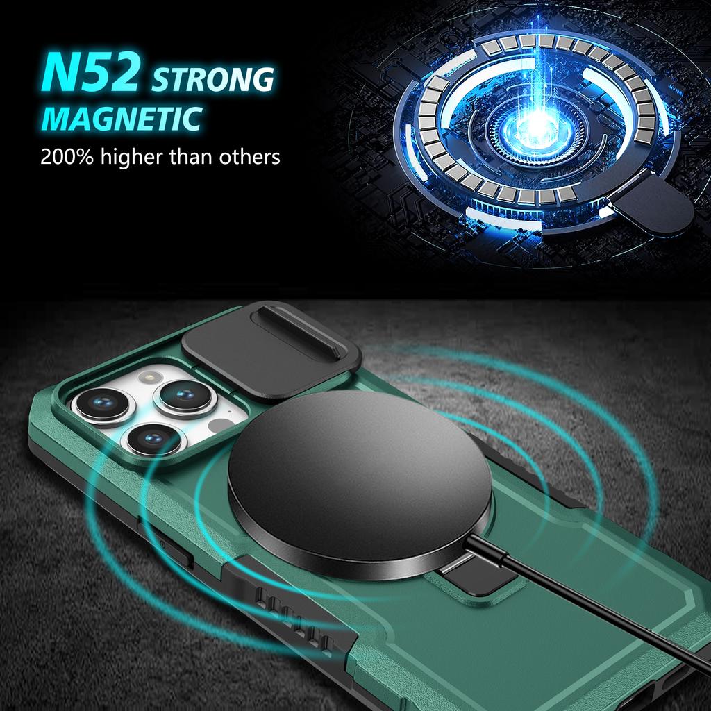 For iPhone 14 Pro Max Case Lens Protection Kickstand Magnetic Phone Cover
