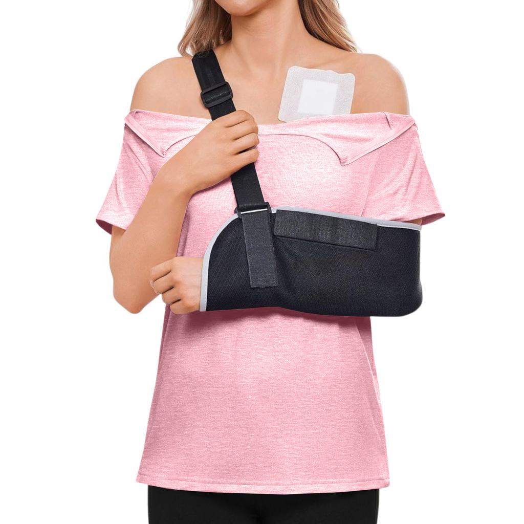 Damen-Postoperatives Kurzarm-Farbshirt Mit Schulterreißverschluss Und Seitenverschluss.