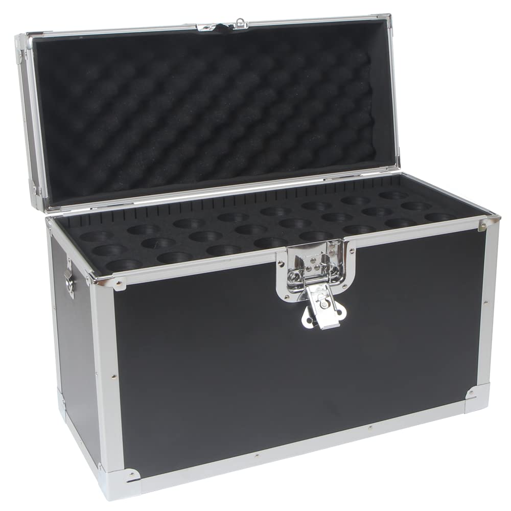 BAGandCASE ALIKAN Microphone Case, Aluminum Case for Wired and Wireless Microphones, Holds 24 Microphones, Aluminum Hard Case with Shoulder Strap,