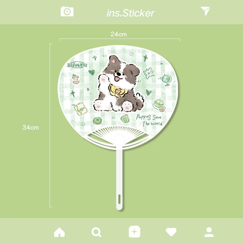 Hand-Held Fan, Summer Portable Cute Round Fan, Long-Handled Fan, Plastic Creative Niche Fresh Apple Fan