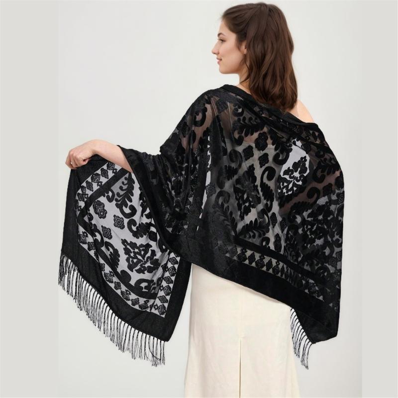 Châle Élégant pour Femme, Écharpe de Style Ethnique Traditionnel pour Robe de Soirée, pour Invitées de Mariage ou Demoiselles d'Honneur