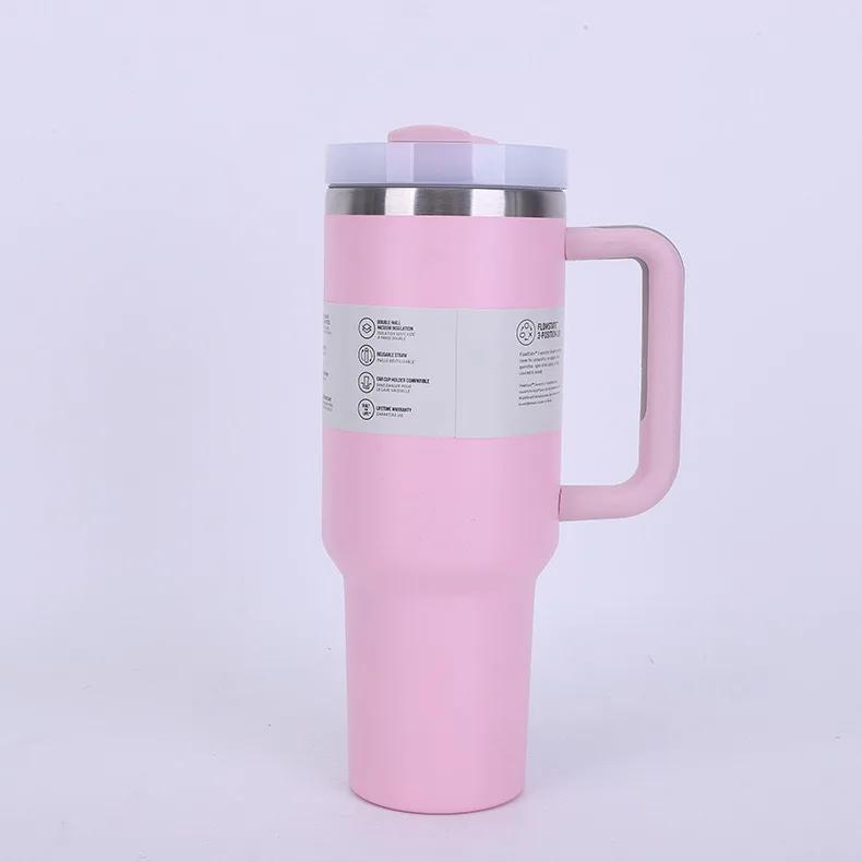 

Изолированная кружка 40 унций с ручкой, соломинкой и крышкой. Портативная кружка для питья из нержавеющей стали, не содержит БФА, дольше сохраняет воду горячей или холодной One Size