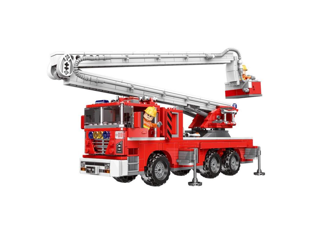 Star Fort Aerial Ladder Fire Truck XB03031: Educational Building Block Toy for Kids