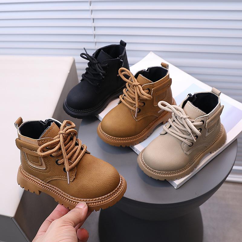 Classmate Girl Martin Boots Children's Boots 2025 Spring and Autumn New Black Children's Leather Boots British Style Baby Single Boots