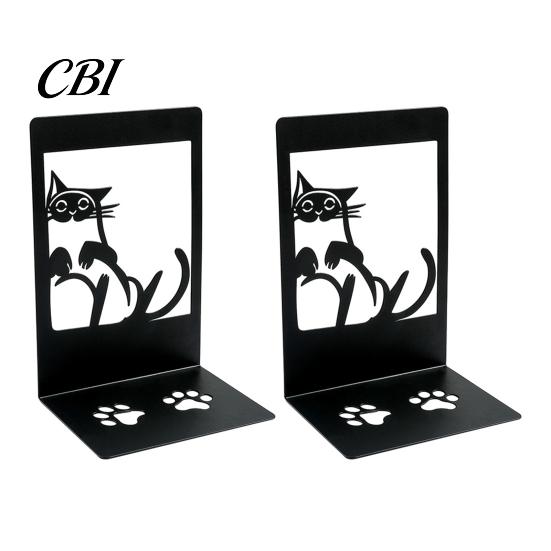 Bookends 1 Pair Metal Cat Book Ends, Cute for Shelves, Decorative Heavy Duty Support Stopper Home Office Desk Bookshelf Decor Non-slip Bookend