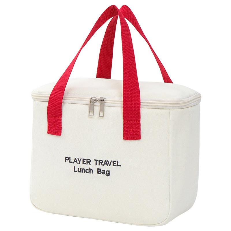 Letter Canvas Insulated Lunch Bag Large Capacity For Office Workers