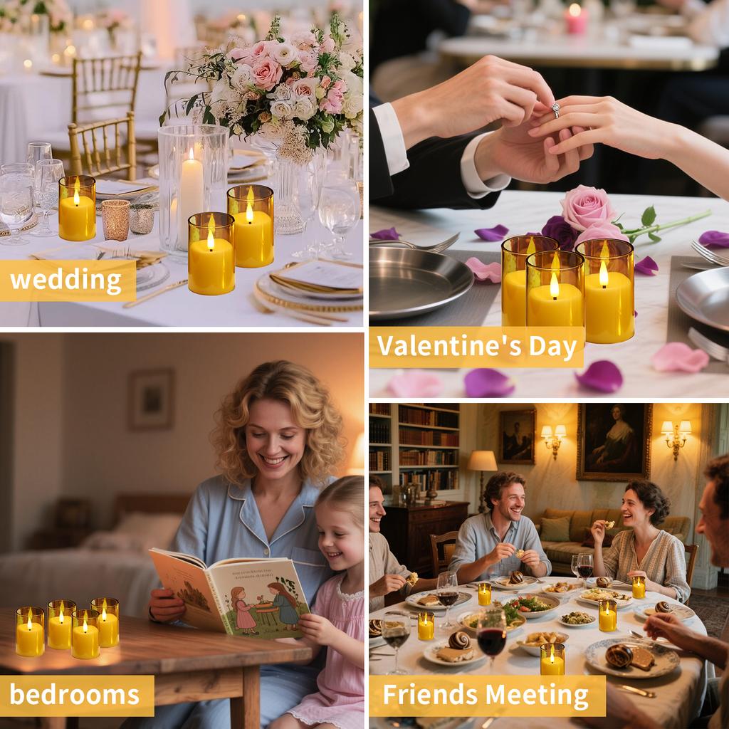 Acrylic Flameless Votive Electronic Candles with Timer & Remote Control Flickering LED Tealight for Wedding Christmas Home Decor