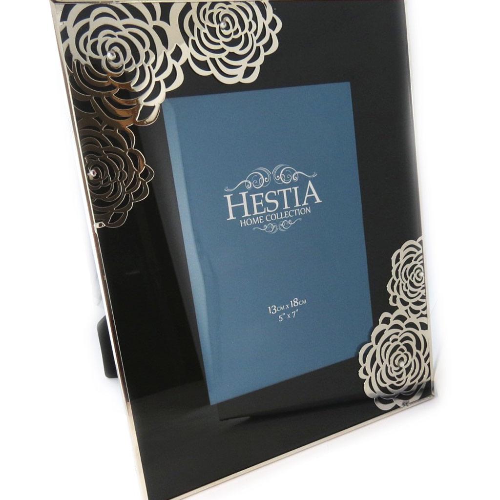 Les Trésors De Lily [L8596] - Fotorahmen 'Flora' schwarz silber (13x18 cm)