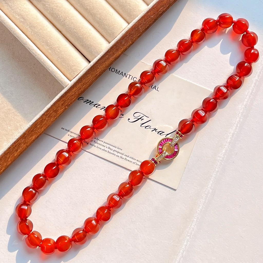 High Quality Natural Chalcedony Design Clavicle Chain Necklace