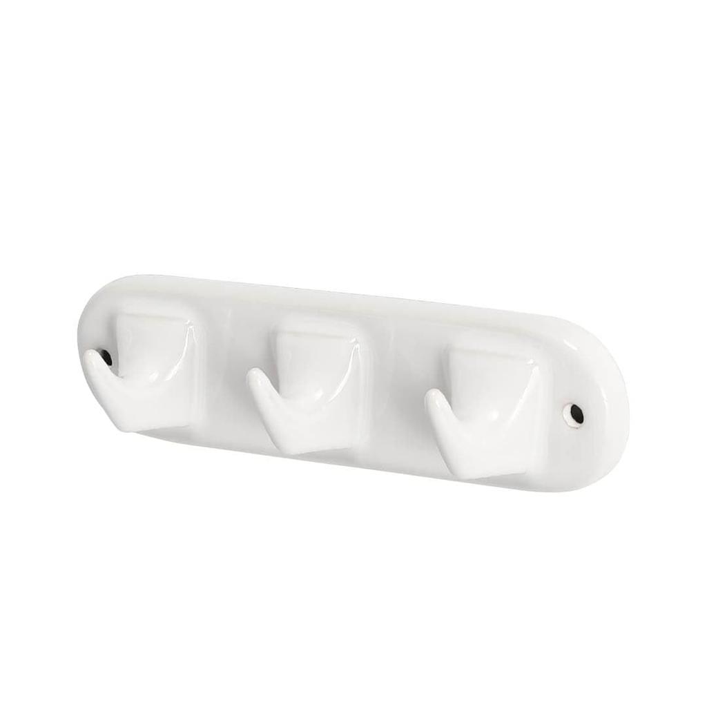 Dulton Porcelain 3 Prong A timeless Ceramic DIY Wall Height Width Depth Hook, 3-piece Set, classic, Parts, Hanging, 6.1cm, 23.1cm, 5.2cm, Y-0617/3
