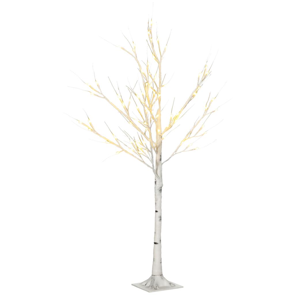 Artificial tree, artificial birch, with LED lighting, warm white, realistic white bark, 17L x 17W x 120H cm