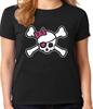 Pirate T-shirt Womens Ladies Tee Shirt Skull Crossbones Pink Ribbon